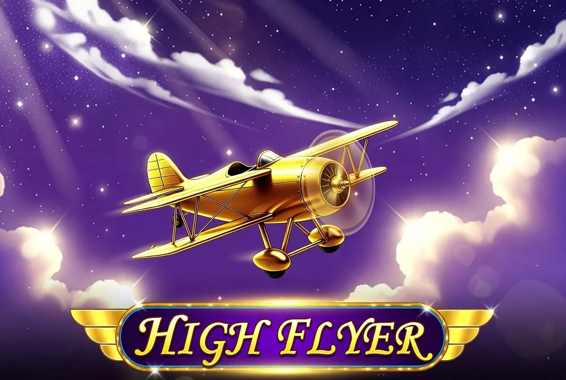 Tampilan crash game High Flyer dengan pesawat dan pengali naik